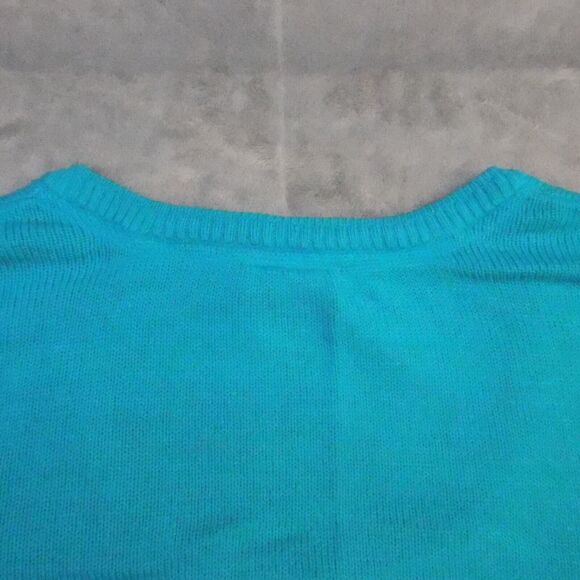 Lane Bryant Sweater Womens 18/20 Teal Blue Striped Casual Plus Size 1/4 Button - Picture 11 of 14
